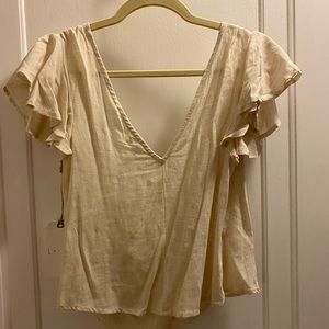 Tan Ruffle Sleeve Top
